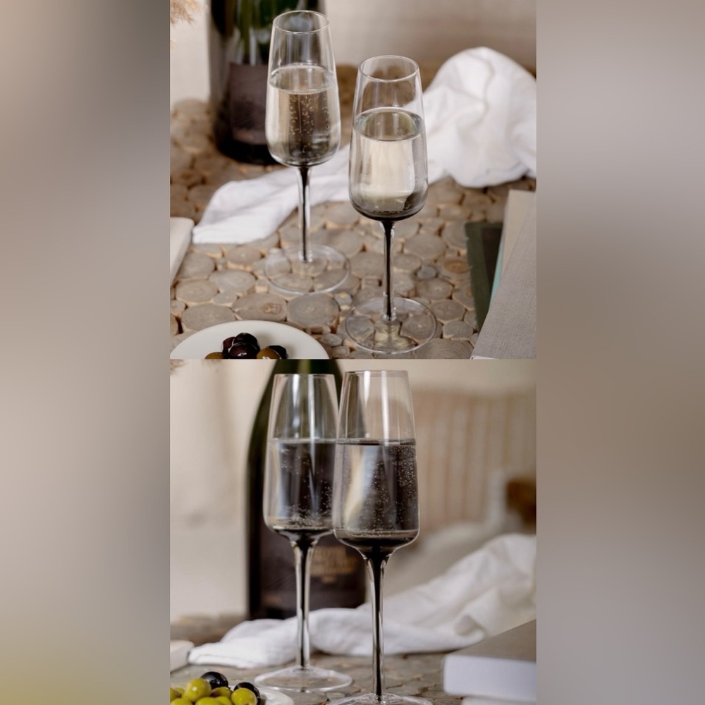 Hotel Collection Black Champagne Glass Set price  is Firm